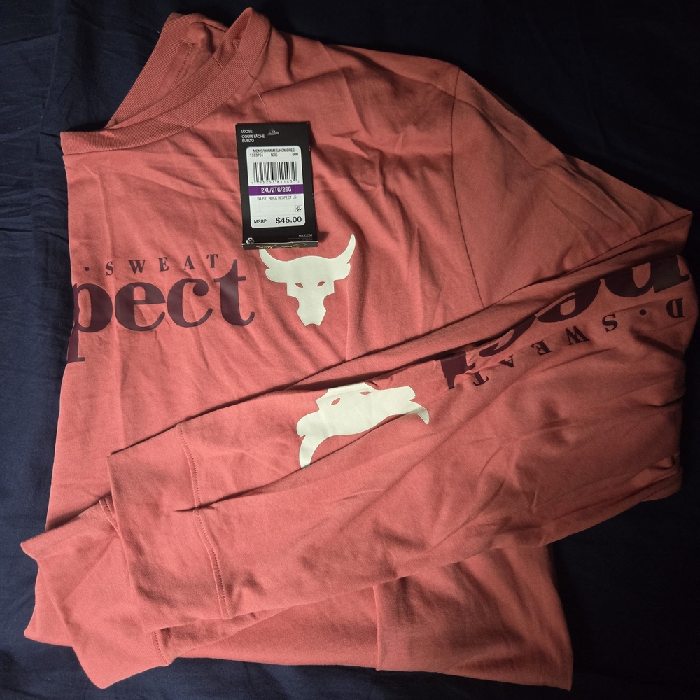 Under Armour Long Sleeve Tee in Coral with White Accents